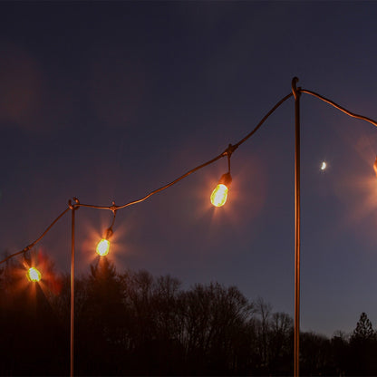 ACHLA O-Hook Railing Pole for String Lights | Black Powdercoat Wrought Iron | Porch & Deck String Light Support | 46 in H, Set of 2 | Model TSW-04-2