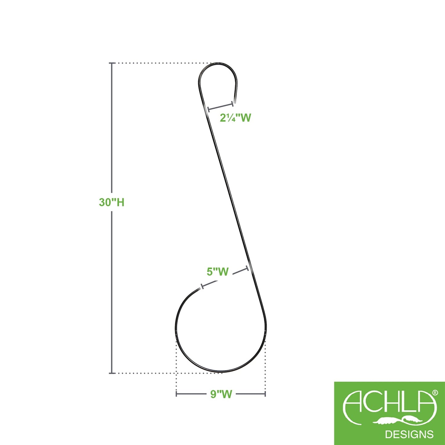ACHLA 30in S-Hanger Hook 2-Pack | Black Wrought Iron | Outdoor Plant Hanger & Bird Feeder Hook | 30 x 0.25 x 8 in | Model TSW-10-2
