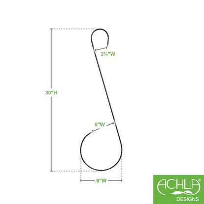 ACHLA 30in S-Hanger Hook 2-Pack | Black Wrought Iron | Outdoor Plant Hanger & Bird Feeder Hook | 30 x 0.25 x 8 in | Model TSW-10-2