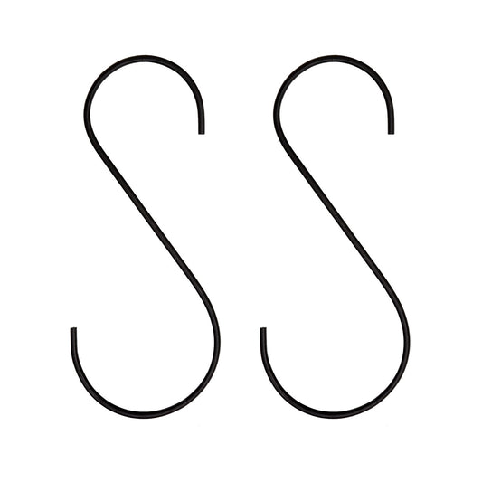 ACHLA 12in S-Hanger Hook 2-Pack | Black Powdercoat Wrought Iron | Outdoor Planter & Bird Feeder Hanger | 12 x 6 x 0.25 in | Model TSW-11-2