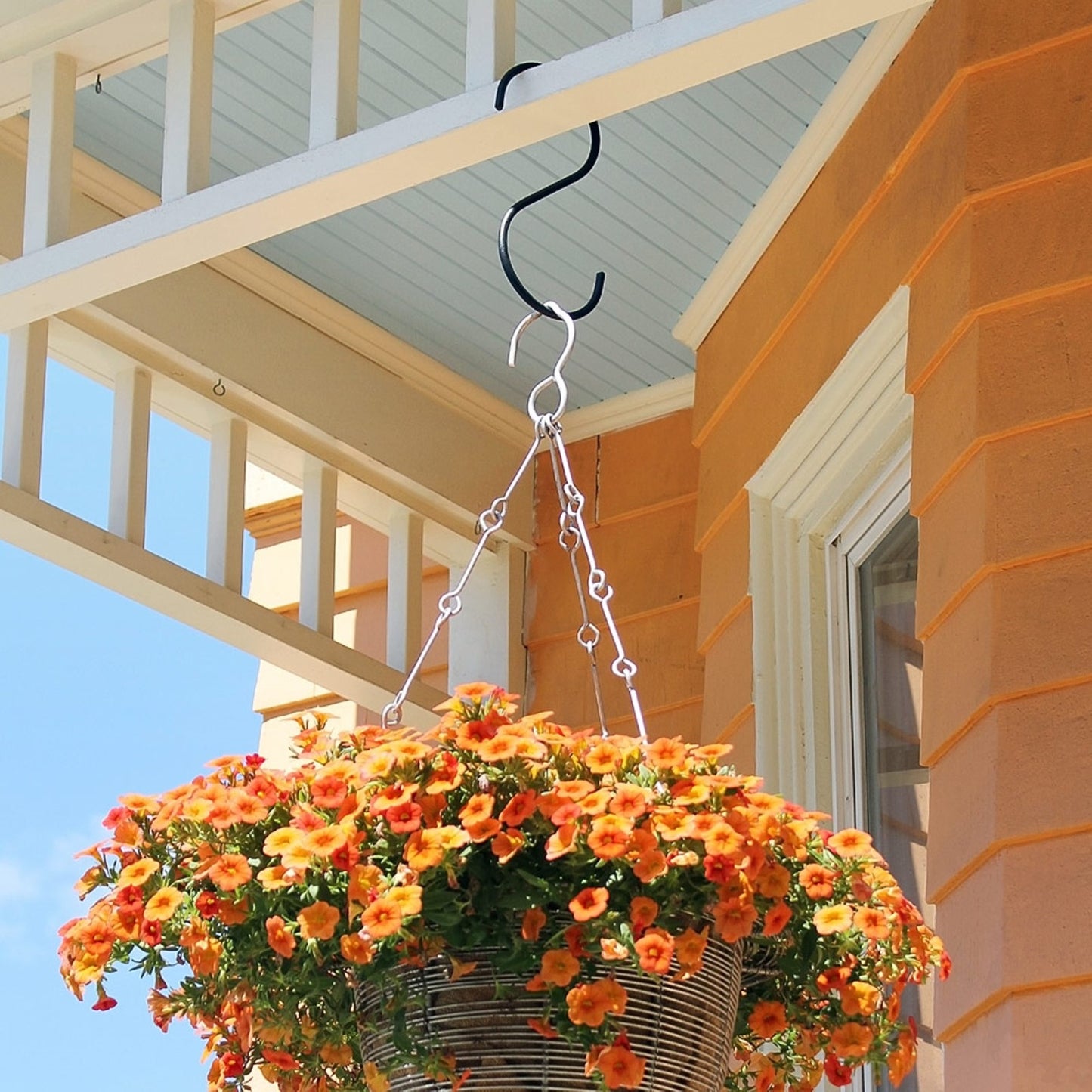 ACHLA 12in S-Hanger Hook 2-Pack | Black Powdercoat Wrought Iron | Outdoor Planter & Bird Feeder Hanger | 12 x 6 x 0.25 in | Model TSW-11-2
