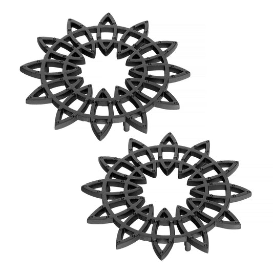 ACHLA 8in Wrought Iron Trivet Set of 2 | Black Powdercoat Cast Iron | Indoor & Outdoor Plant Stand & Table Protector | 8 x 8 x 1 in | Model TWI-06S-2