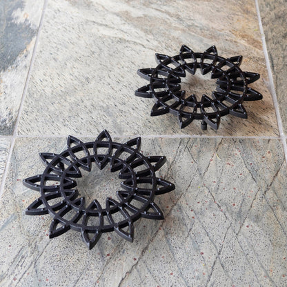 ACHLA 8in Wrought Iron Trivet Set of 2 | Black Powdercoat Cast Iron | Indoor & Outdoor Plant Stand & Table Protector | 8 x 8 x 1 in | Model TWI-06S-2