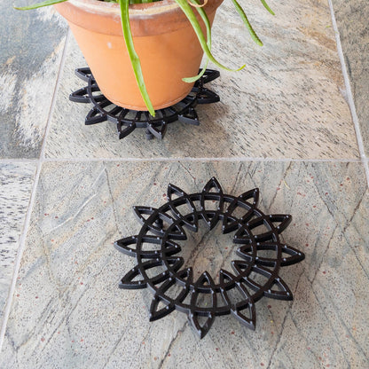ACHLA 8in Wrought Iron Trivet Set of 2 | Black Powdercoat Cast Iron | Indoor & Outdoor Plant Stand & Table Protector | 8 x 8 x 1 in | Model TWI-06S-2