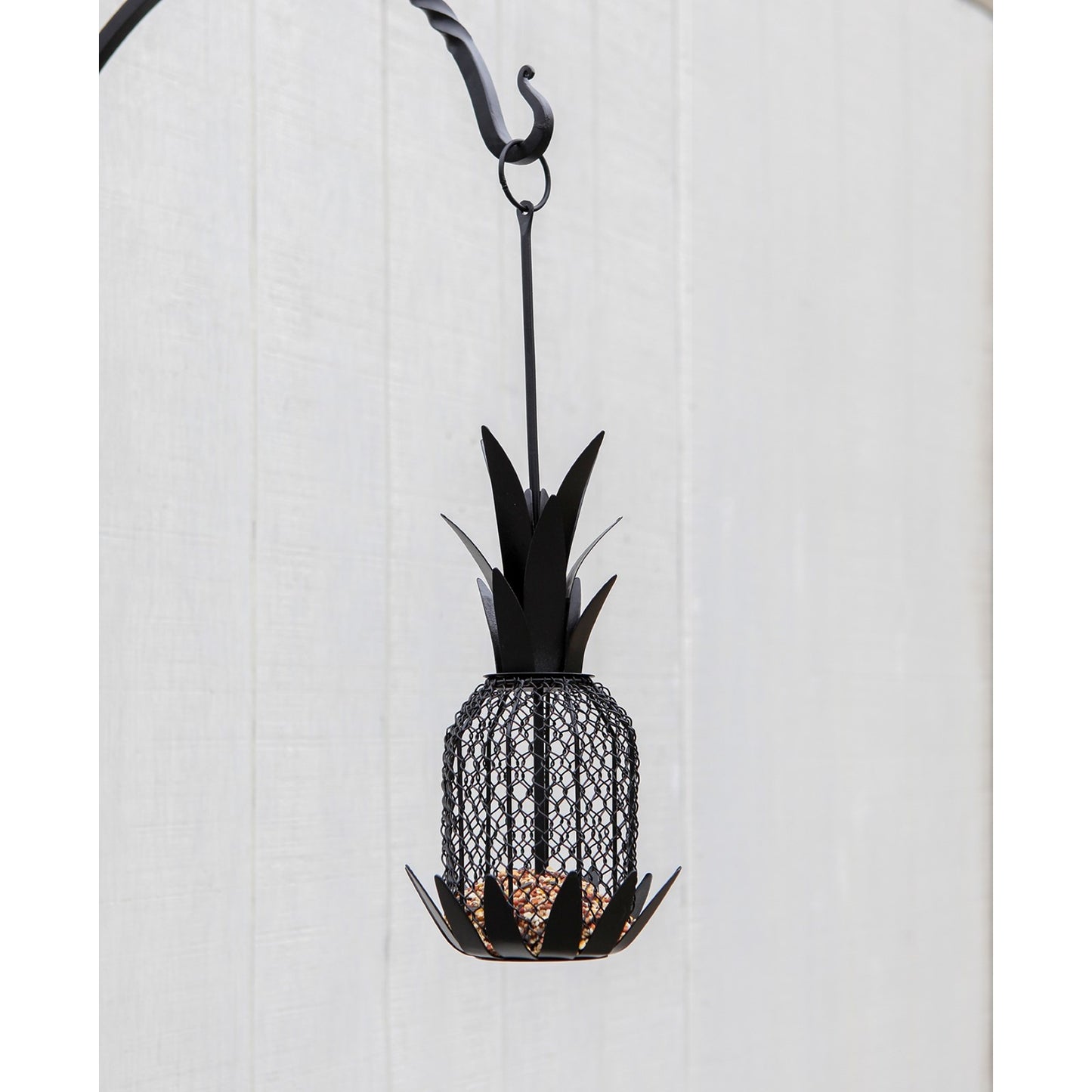 ACHLA Pineapple Bird Feeder 8in | Black Powder-Coated Steel Wire Mesh | Outdoor Garden & Backyard | 8 x 8 x 18 in | Model VBF-01