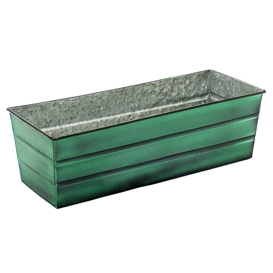 ACHLA Williamsburg Galvanized Tin Window Box Standard 24in | Verdigris Green Powder Coated Metal | Outdoor & Covered Porch Planter | Model VFB-05