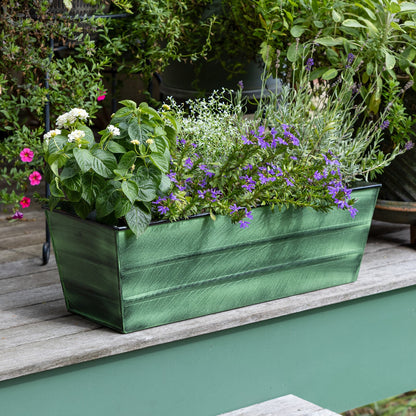 ACHLA Williamsburg Galvanized Tin Window Box Standard 24in | Verdigris Green Powder Coated Metal | Outdoor & Covered Porch Planter | Model VFB-05