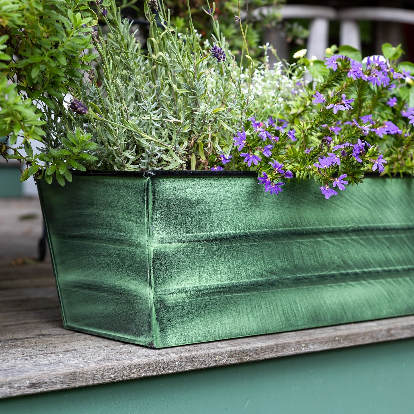 ACHLA Williamsburg Galvanized Tin Window Box Standard 24in | Verdigris Green Powder Coated Metal | Outdoor & Covered Porch Planter | Model VFB-05