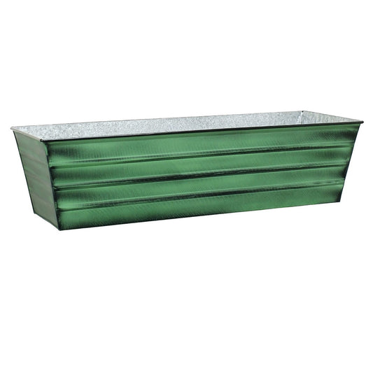 ACHLA Williamsburg 36in Large Galvanized Tin Window Box | Verdigris Green Patina Powder Coated | Patio & Porch Window Planters | Model VFB-06