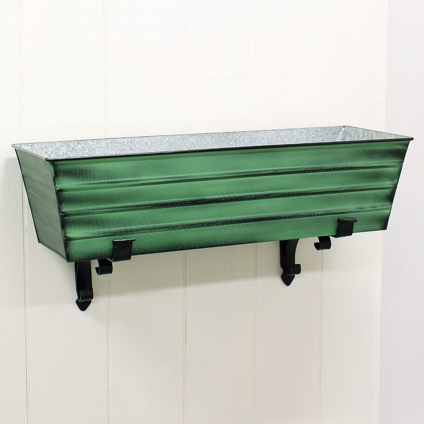 ACHLA Williamsburg 36in Large Galvanized Tin Window Box | Verdigris Green Patina Powder Coated | Patio & Porch Window Planters | Model VFB-06