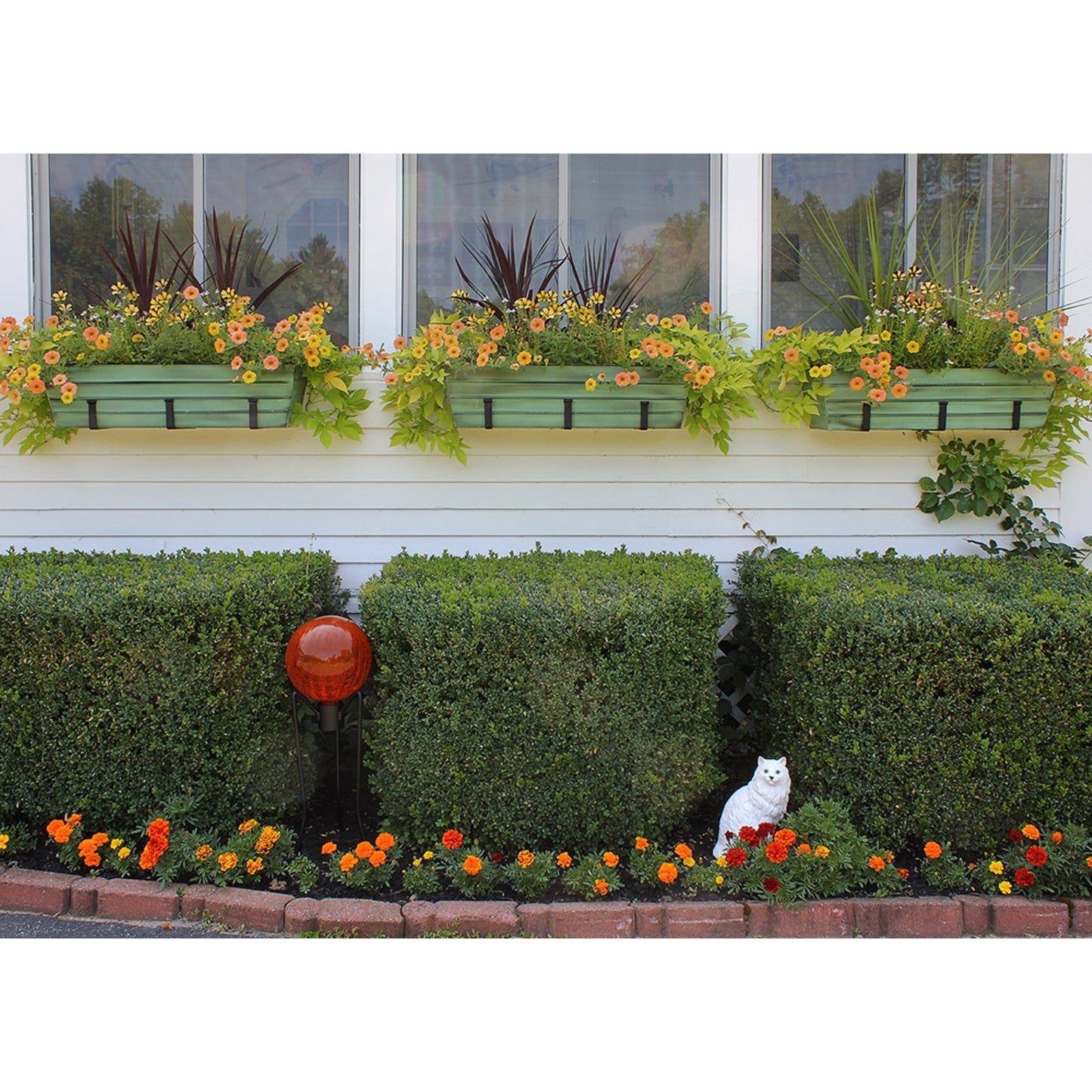 ACHLA Williamsburg 36in Large Galvanized Tin Window Box | Verdigris Green Patina Powder Coated | Patio & Porch Window Planters | Model VFB-06