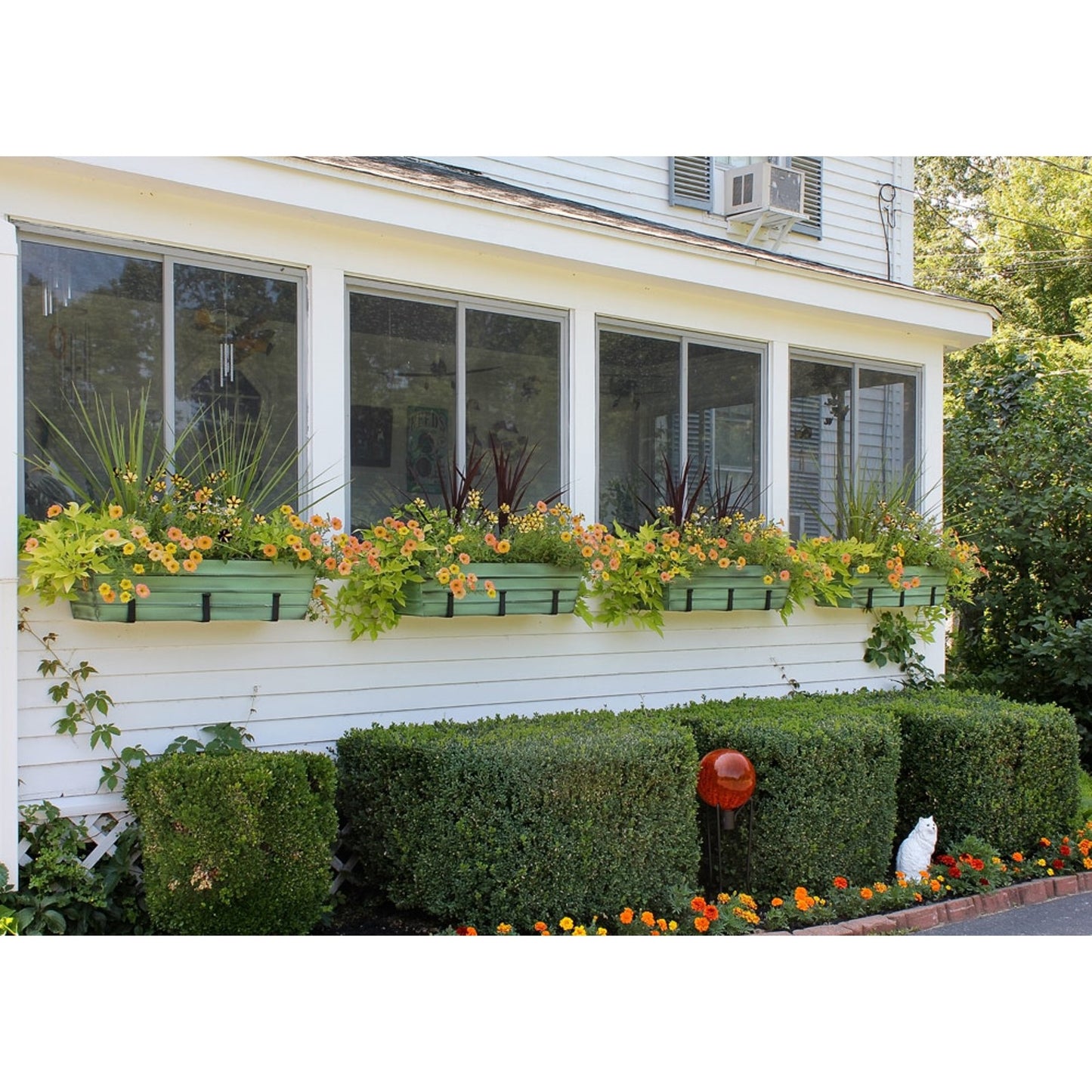 ACHLA Williamsburg 36in Large Galvanized Tin Window Box | Verdigris Green Patina Powder Coated | Patio & Porch Window Planters | Model VFB-06