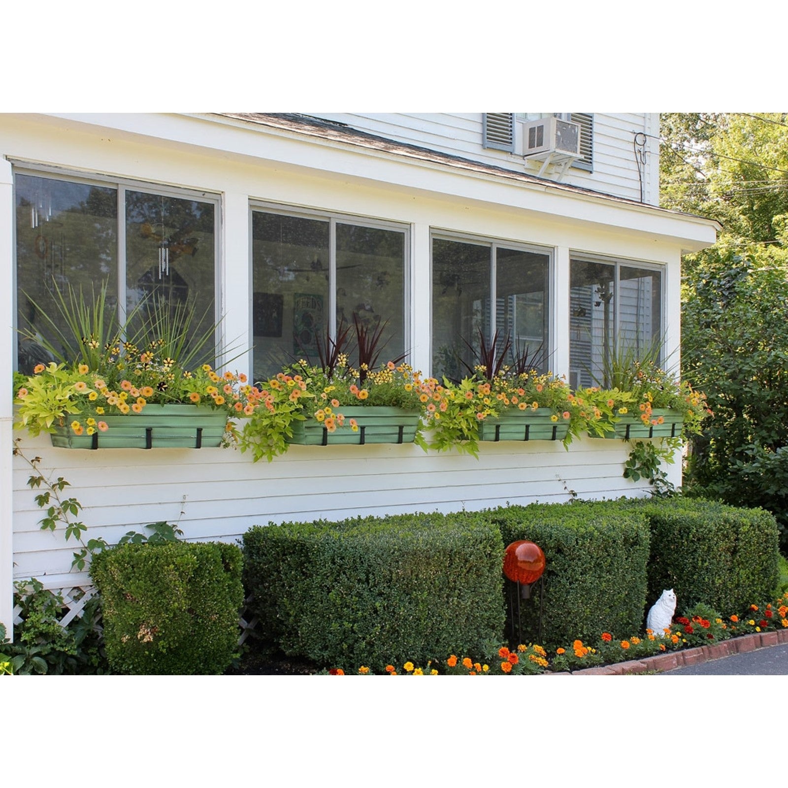ACHLA Williamsburg 36in Large Galvanized Tin Window Box | Verdigris Green Patina Powder Coated | Patio & Porch Window Planters | Model VFB-06