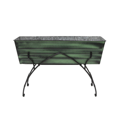 ACHLA Bella 36in Flower Box Stand | Art Deco Green Patina Galvanized Steel and Black Wrought Iron | Patio & Balcony Planter | Model VFB-06-S2