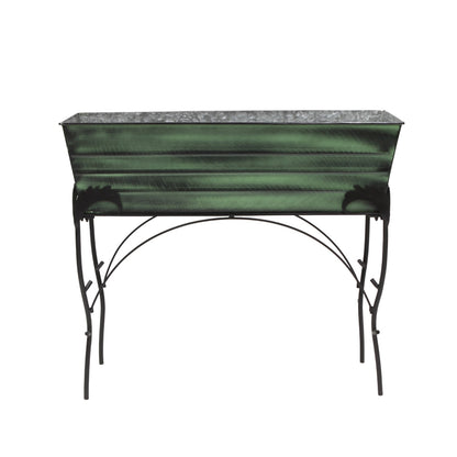 ACHLA Flora 36in Flower Box Stand | Green Patina Galvanized Steel and Black Wrought Iron | Patio & Balcony Container Gardening | Model VFB-06-S4