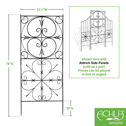 ACHLA Aldrich Trellis 31.5in Wrought Iron Garden Wall Decor | Traditional Graphite Powder Coat | Outdoor Patio & Entryway Accent | Model VFT-22