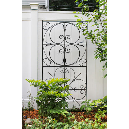 ACHLA Aldrich Trellis 31.5in Wrought Iron Garden Wall Decor | Traditional Graphite Powder Coat | Outdoor Patio & Entryway Accent | Model VFT-22