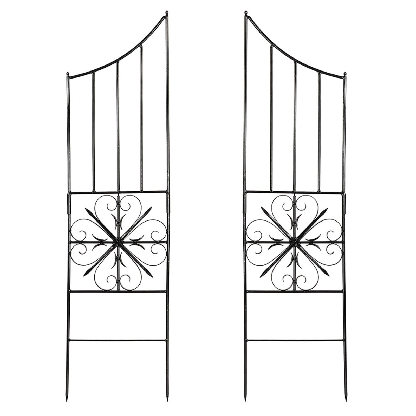 ACHLA Aldrich II Trellis Side Piece 16.5in W x 63in H | Traditional Graphite Wrought Iron | Garden Wall & Entryway Decor | Model VFT-22S