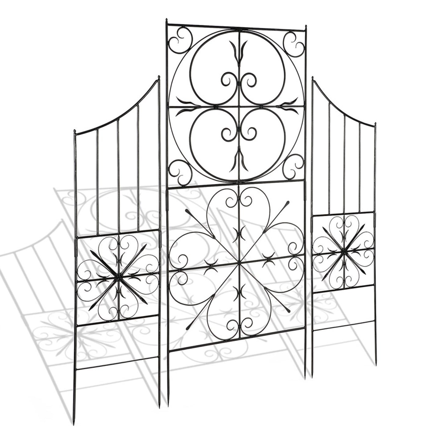 ACHLA Aldrich II Trellis Side Piece 16.5in W x 63in H | Traditional Graphite Wrought Iron | Garden Wall & Entryway Decor | Model VFT-22S
