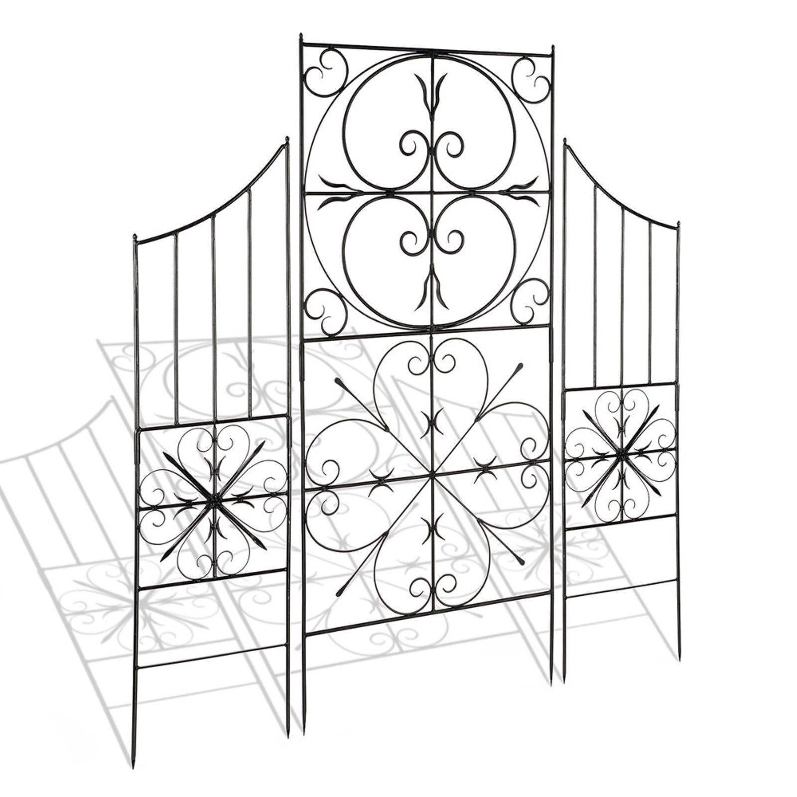 ACHLA Aldrich II Trellis Side Piece 16.5in W x 63in H | Traditional Graphite Wrought Iron | Garden Wall & Entryway Decor | Model VFT-22S
