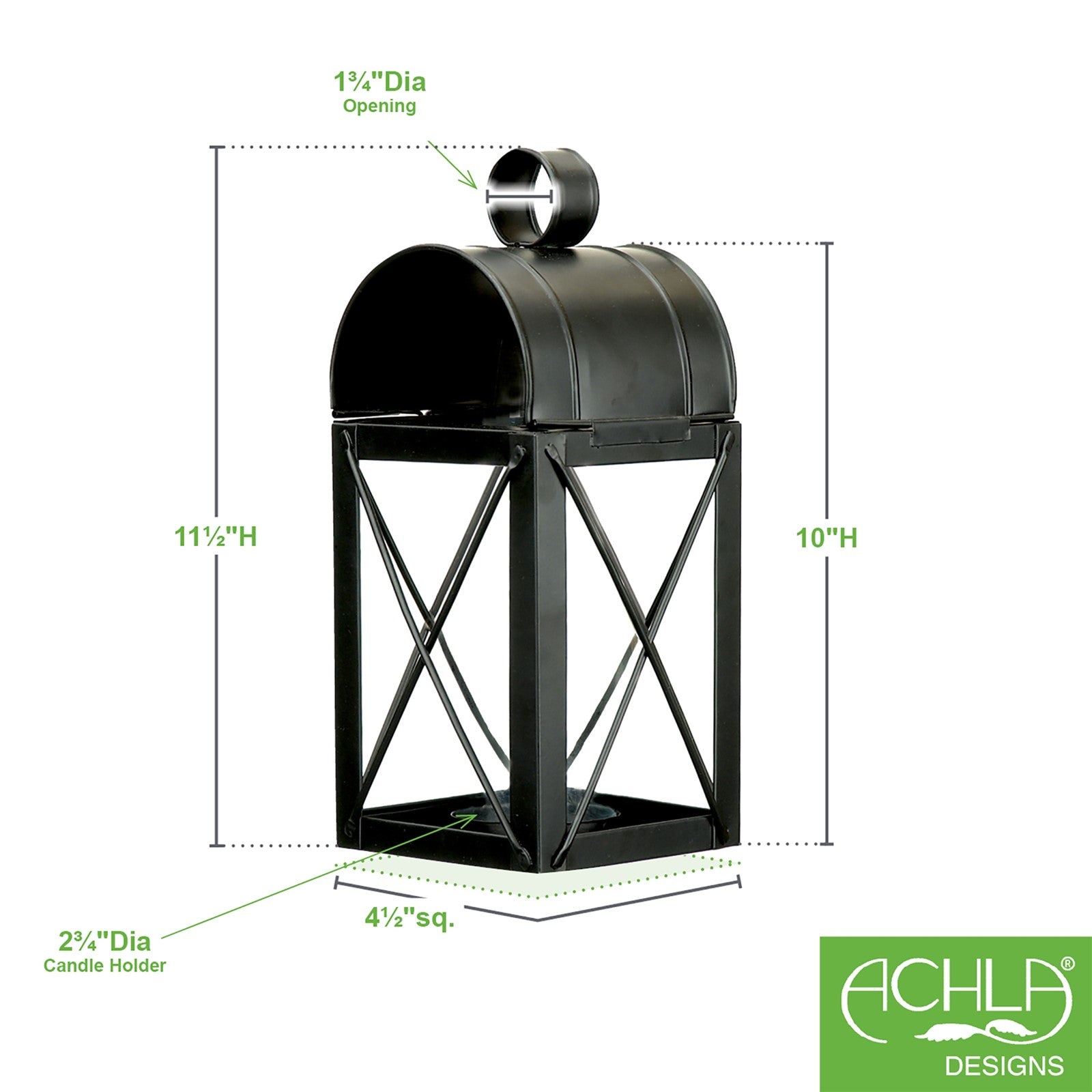 ACHLA Travis House Lantern 11in | Colonial Black Iron and Glass Candle Lantern | Entryway & Mantel Decor | 5.625 x 5.625 x 11 in | Model VHL-02