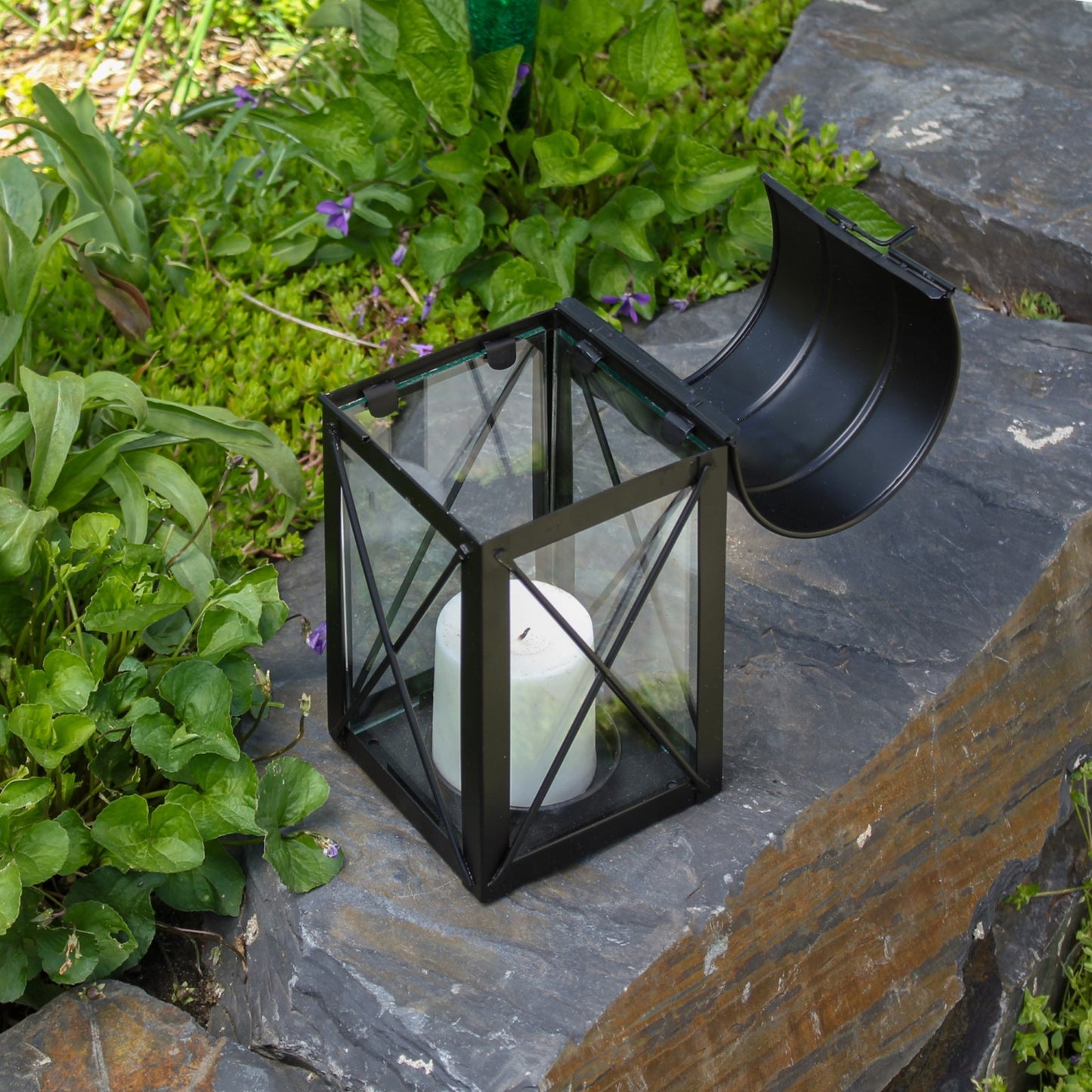 ACHLA Travis House Lantern 11in | Colonial Black Iron and Glass Candle Lantern | Entryway & Mantel Decor | 5.625 x 5.625 x 11 in | Model VHL-02