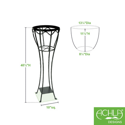 ACHLA Verandah Plant Stand | Graphite Wrought Iron | Indoor & Outdoor Display | 13.5 x 13.5 x 40.5 in | Model VPS-04