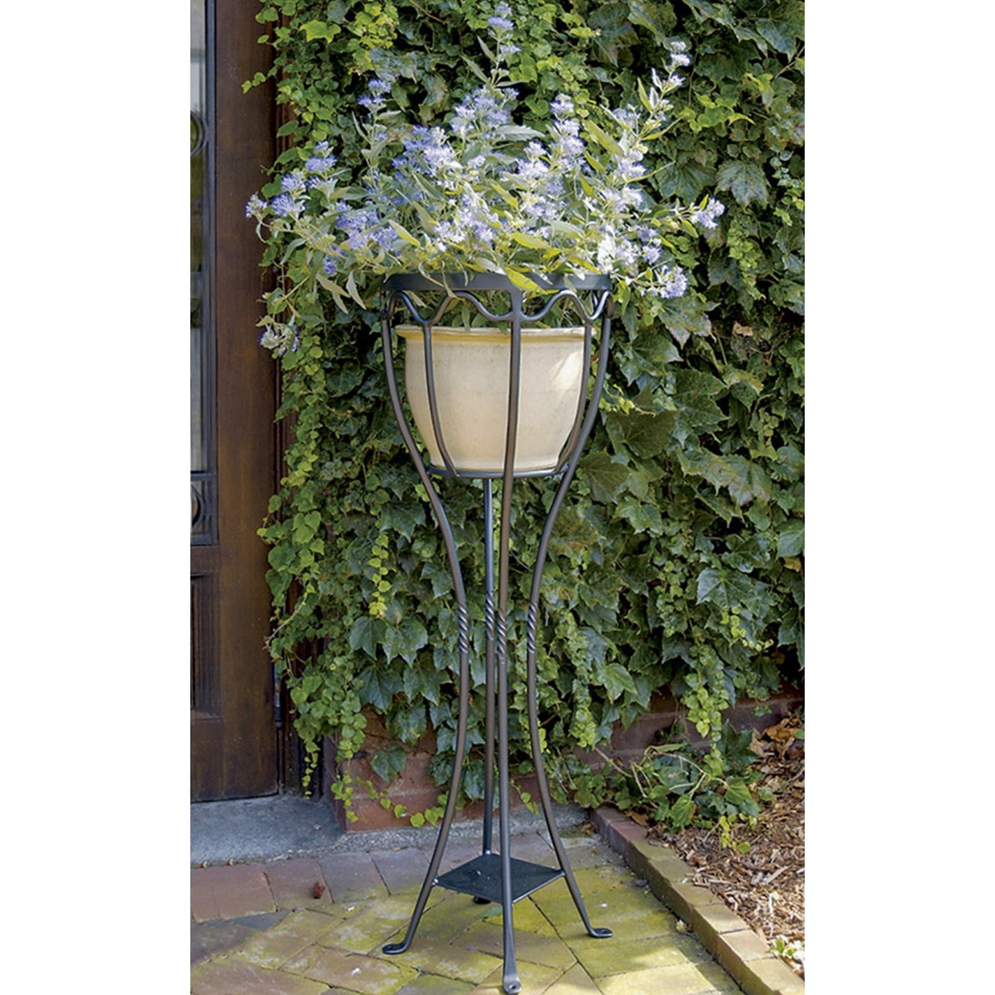 ACHLA Verandah Plant Stand | Graphite Wrought Iron | Indoor & Outdoor Display | 13.5 x 13.5 x 40.5 in | Model VPS-04