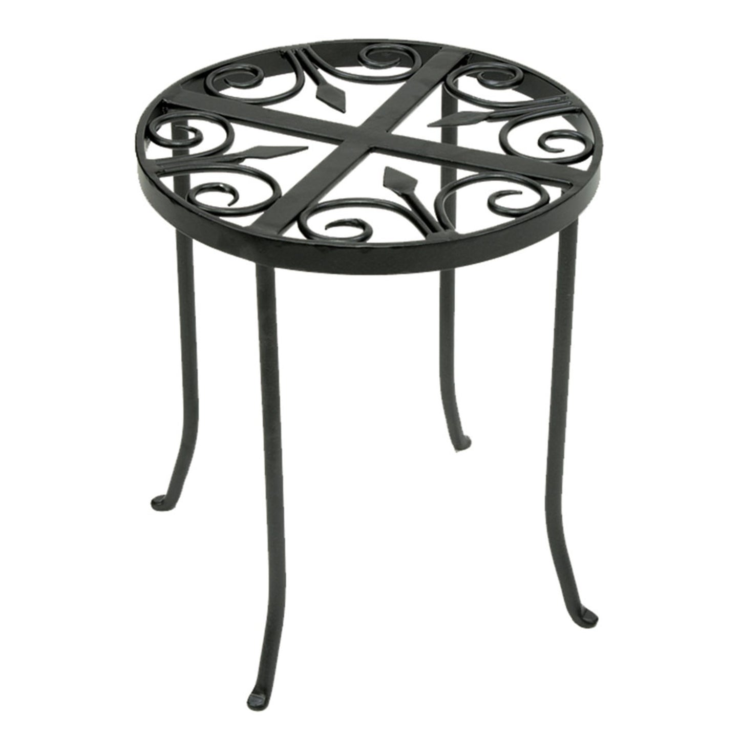 ACHLA Williamsburg Round 12in Plant Stand | Wrought Iron Graphite Powder Coat | Indoor & Outdoor Plant Display | 12 x 12 x 14 in | Model VTT-01