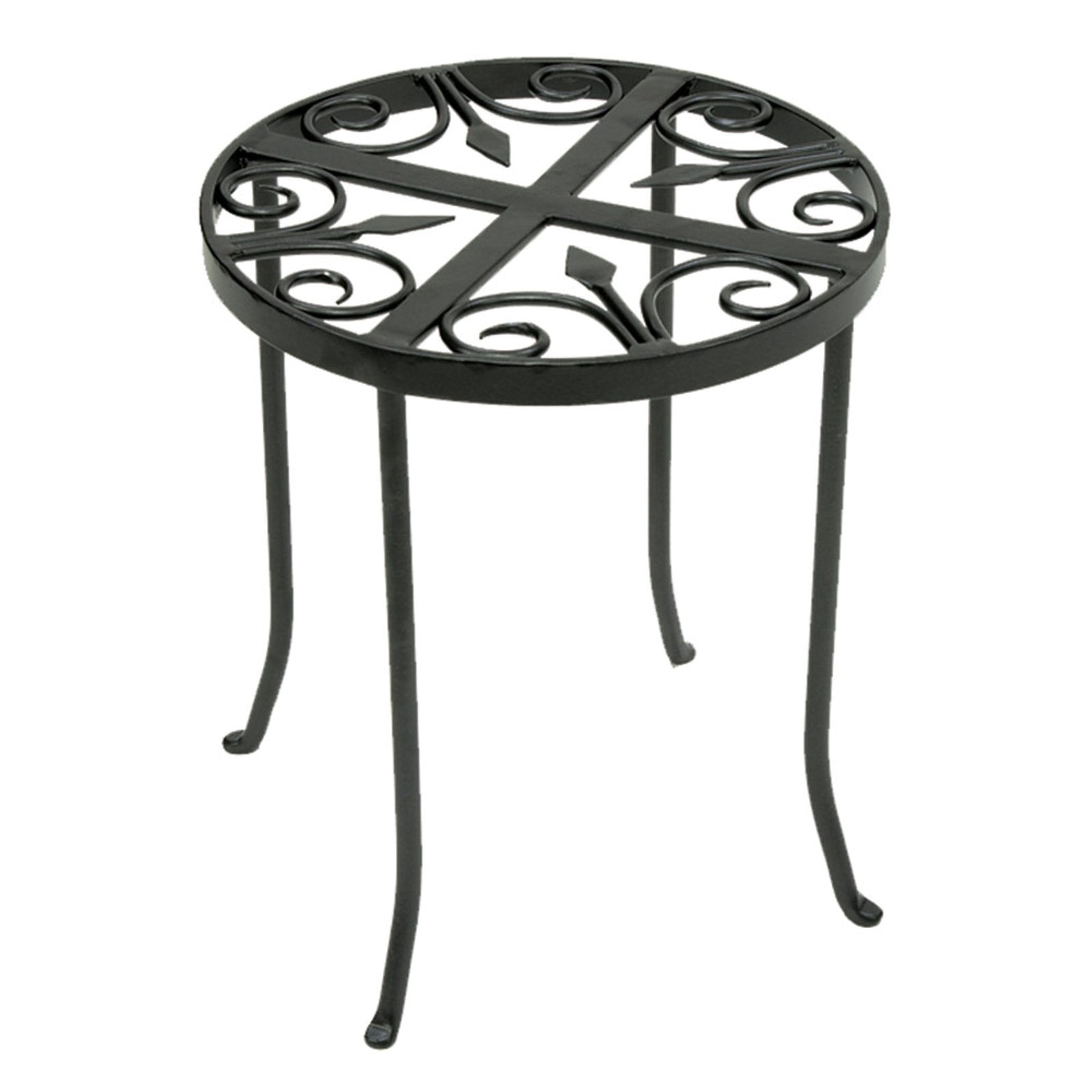 ACHLA Williamsburg Round 12in Plant Stand | Wrought Iron Graphite Powder Coat | Indoor & Outdoor Plant Display | 12 x 12 x 14 in | Model VTT-01