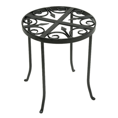 ACHLA Williamsburg Round 12in Plant Stand | Wrought Iron Graphite Powder Coat | Indoor & Outdoor Plant Display | 12 x 12 x 14 in | Model VTT-01