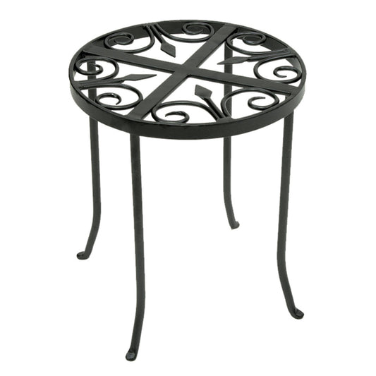 ACHLA Williamsburg Round 12in Plant Stand | Wrought Iron Graphite Powder Coat | Indoor & Outdoor Plant Display | 12 x 12 x 14 in | Model VTT-01
