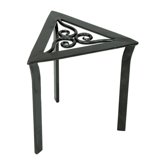 ACHLA Triangular Trivet Plant Stand | Wrought Iron Graphite Powder Coat | Porch, Deck & Patio Corner Accent | 12 x 12 x 12 in | Model VTT-02