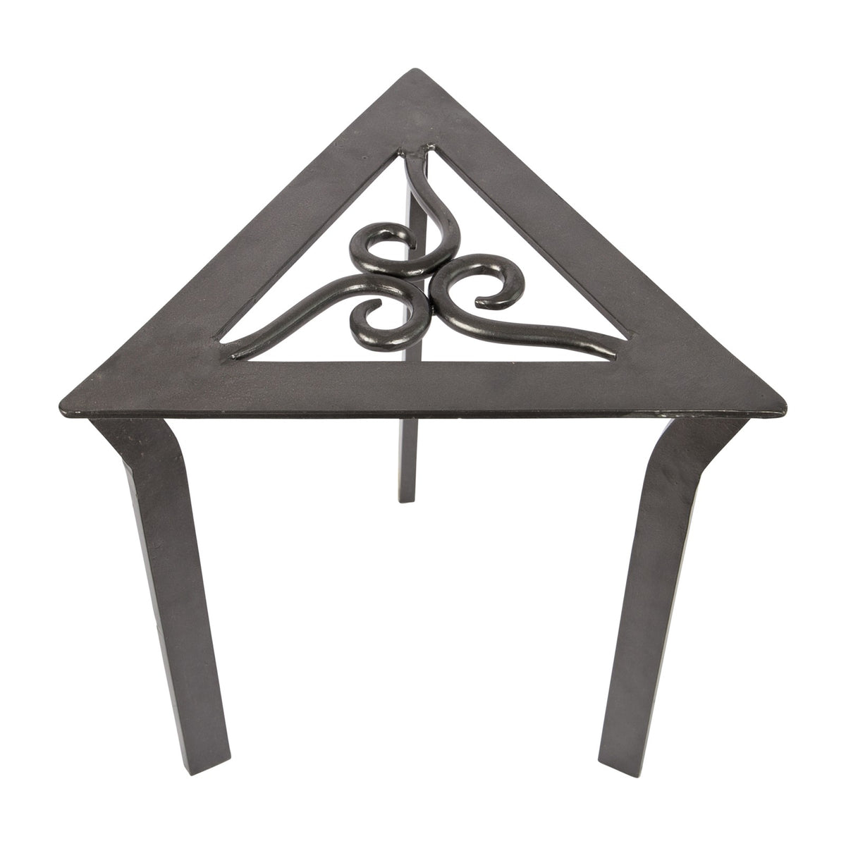ACHLA Triangular Trivet Plant Stand | Wrought Iron Graphite Powder Coat | Porch, Deck & Patio Corner Accent | 12 x 12 x 12 in | Model VTT-02
