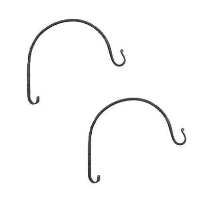 ACHLA Arc Wall Bracket 12in 2-Pack | Wrought Iron Black Powdercoat | Outdoor Planter & Bird Feeder Hook | 12 x 9 x 0.5 in | Model WB-03-2