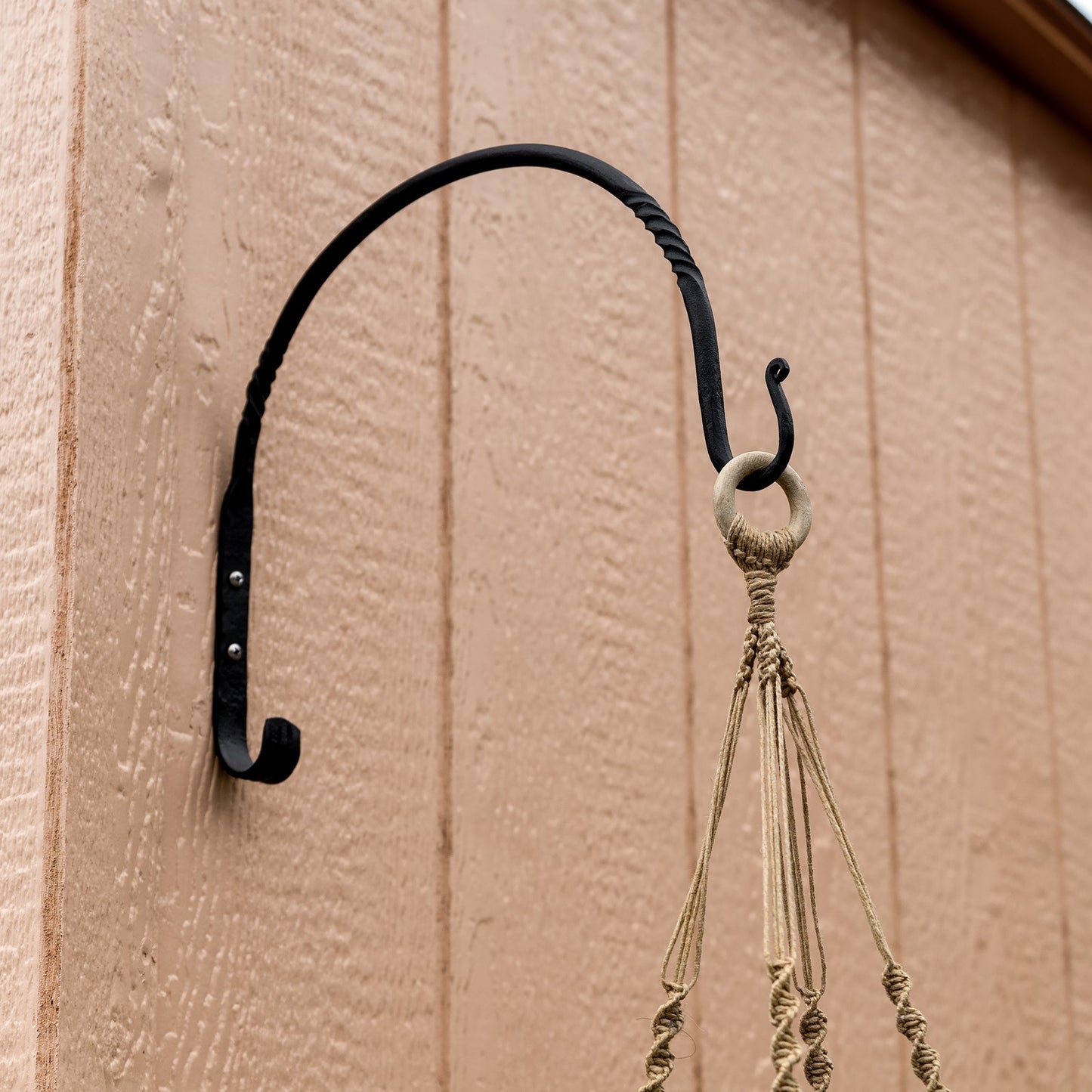 ACHLA Arc Wall Bracket 12in 2-Pack | Wrought Iron Black Powdercoat | Outdoor Planter & Bird Feeder Hook | 12 x 9 x 0.5 in | Model WB-03-2