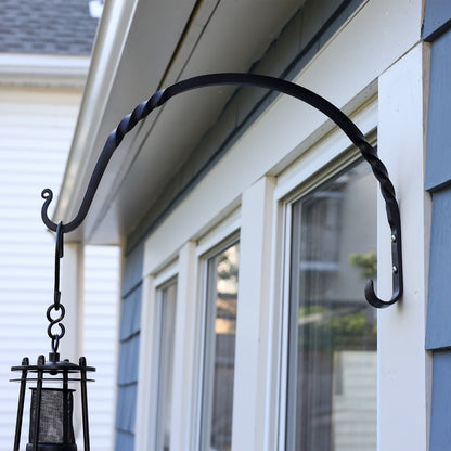 ACHLA Heavy Duty Arc Bracket 2-Pack | Traditional Wrought Iron Black Powdercoat | Outdoor Planter & Bird Feeder Hook | Model WB-03HD-2