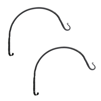 ACHLA Arc 18in Wall Bracket 2-Pack | Traditional Wrought Iron Black Powdercoat | Outdoor Planter & Bird Feeder Hanger | Model WB-04-2