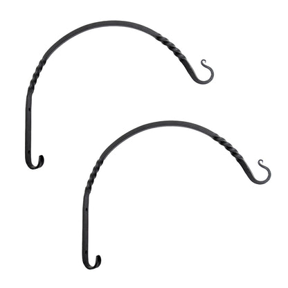 ACHLA Heavy Duty Arc Bracket 2-Pack | Wrought Iron Black Powdercoat | Outdoor Planter & Bird Feeder Hook | 17.25 x 13.75 x 0.5 in | Model WB-04HD-2