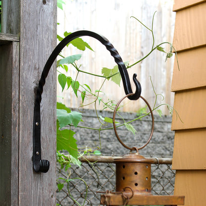 ACHLA Heavy Duty Arc Bracket 2-Pack | Wrought Iron Black Powdercoat | Outdoor Planter & Bird Feeder Hook | 17.25 x 13.75 x 0.5 in | Model WB-04HD-2