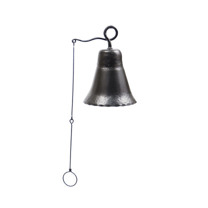 ACHLA Wrought Iron Bell, Medium 6in | Rustic Hand-Forged Iron | Outdoor Doorbell & Garden Decor | 6 x 6 x 8.75 in | Model WIB-02