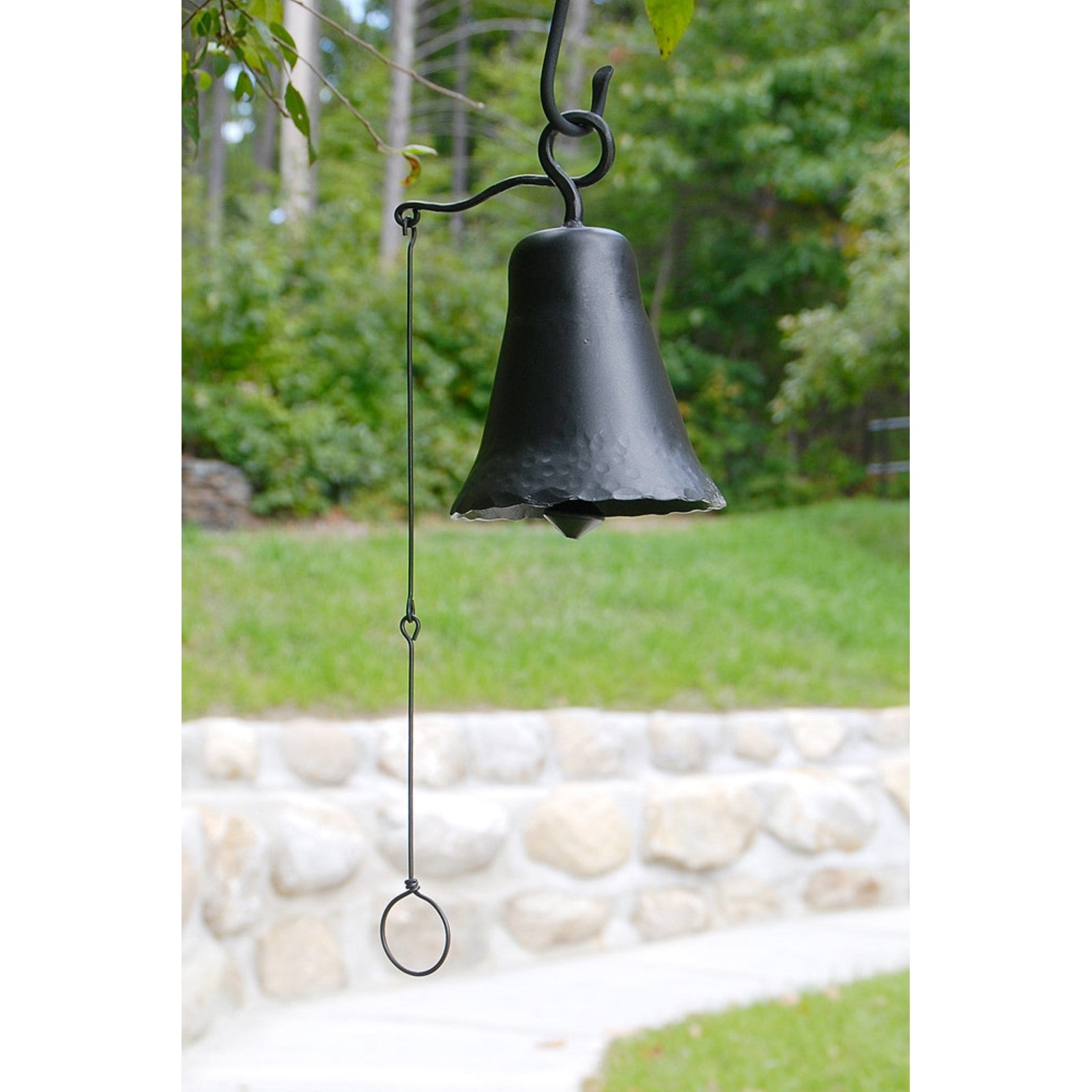 ACHLA Wrought Iron Bell, Medium 6in | Rustic Hand-Forged Iron | Outdoor Doorbell & Garden Decor | 6 x 6 x 8.75 in | Model WIB-02