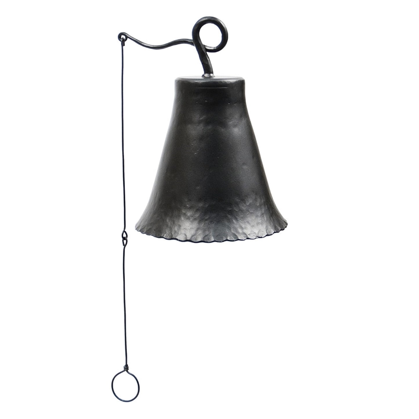 ACHLA Wrought Iron Bell Large | Hand-Forged Graphite Powder Coat | Outdoor Garden Doorbell & Dinner Bell | 8 x 8 x 12 in | Model WIB-03