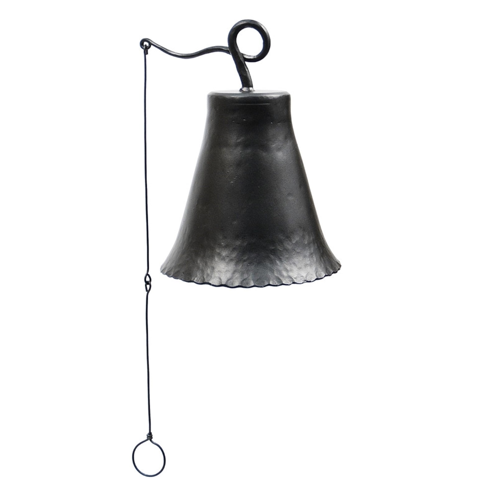 ACHLA Wrought Iron Bell Large | Hand-Forged Graphite Powder Coat | Outdoor Garden Doorbell & Dinner Bell | 8 x 8 x 12 in | Model WIB-03