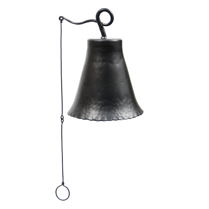 ACHLA Wrought Iron Bell Large | Hand-Forged Graphite Powder Coat | Outdoor Garden Doorbell & Dinner Bell | 8 x 8 x 12 in | Model WIB-03