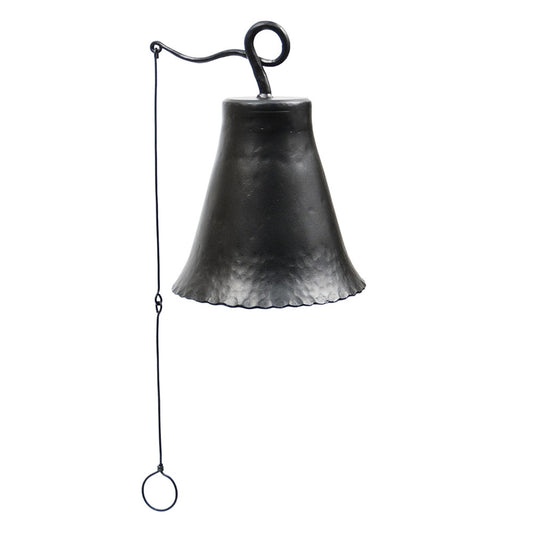 ACHLA Wrought Iron Bell Large | Hand-Forged Graphite Powder Coat | Outdoor Garden Doorbell & Dinner Bell | 8 x 8 x 12 in | Model WIB-03