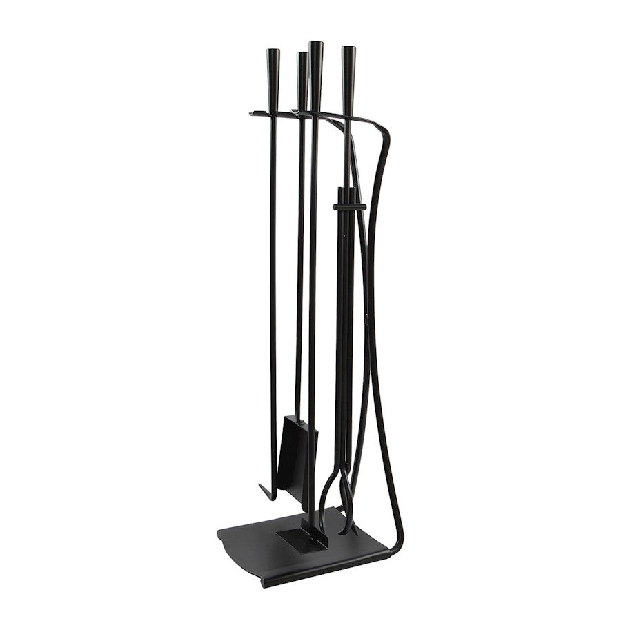 ACHLA Park Avenue Fireplace Tool Set | Black Cast and Wrought Iron | Living Room & Hearth Accessory | 8 x 11 x 32 in | Model WR-44BK