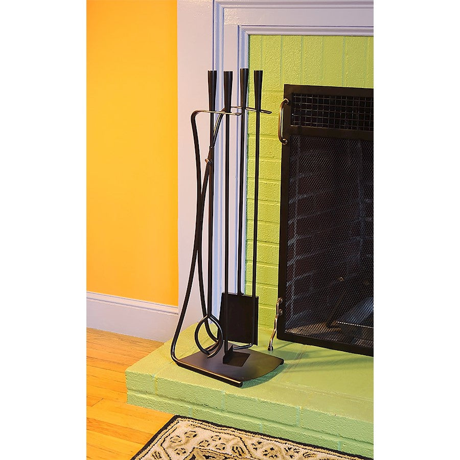 ACHLA Park Avenue Fireplace Tool Set | Black Cast and Wrought Iron | Living Room & Hearth Accessory | 8 x 11 x 32 in | Model WR-44BK