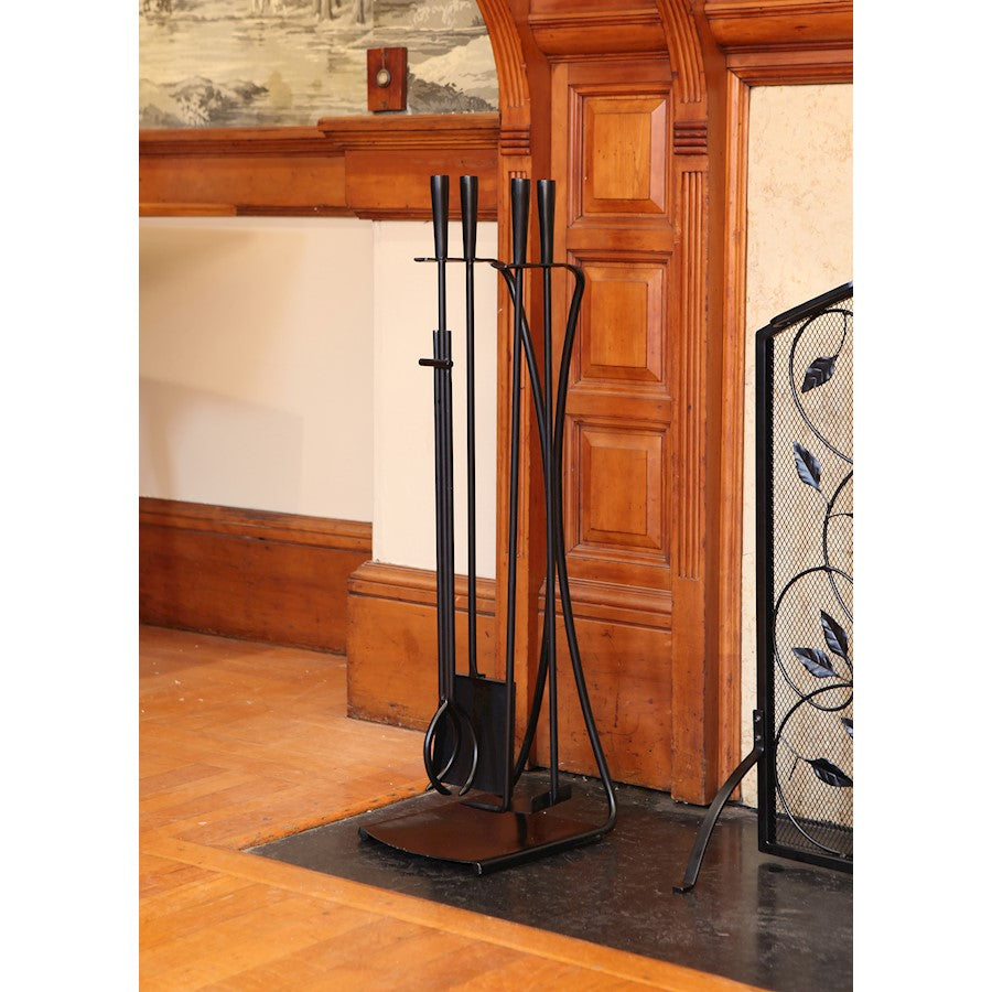 ACHLA Park Avenue Fireplace Tool Set | Black Cast and Wrought Iron | Living Room & Hearth Accessory | 8 x 11 x 32 in | Model WR-44BK