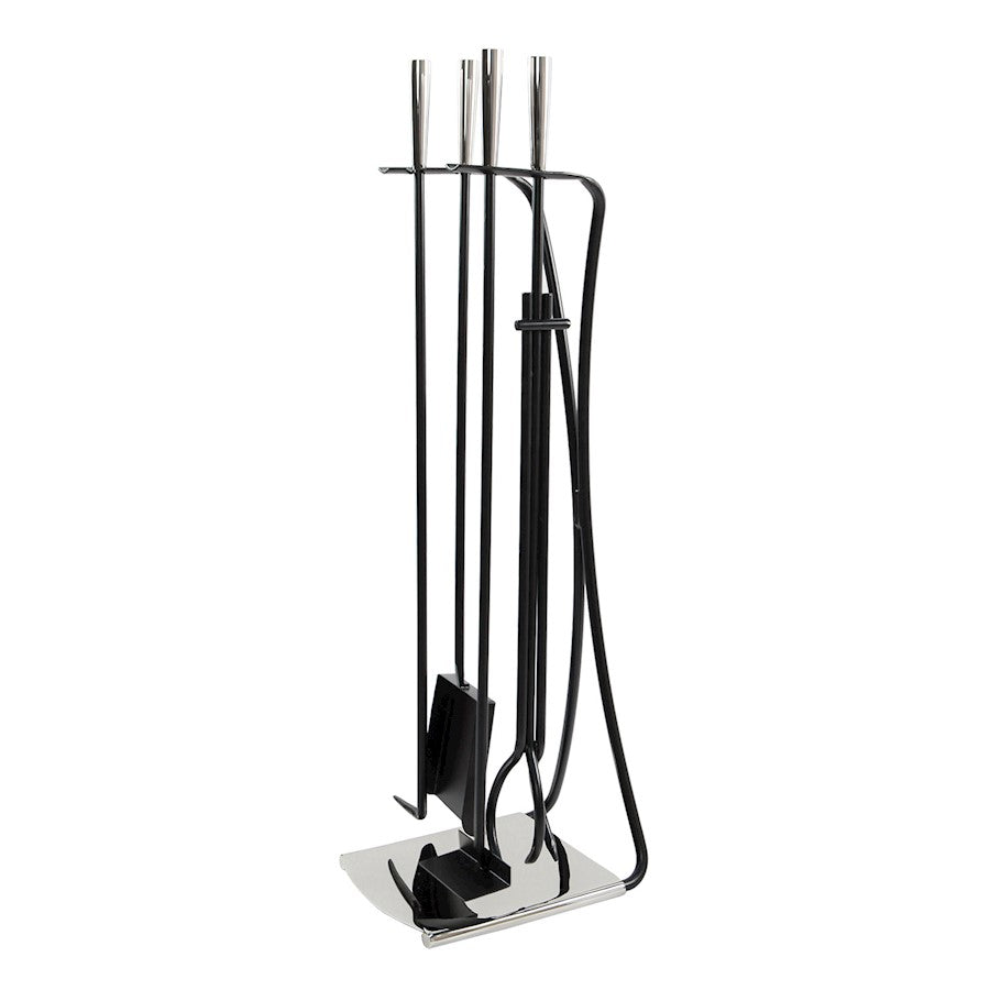 ACHLA Park Avenue Tool Set | Nickel and Black Cast Iron | Fireplace & Hearth Accessory | 8 x 11 x 32 in | Model WR-44NB